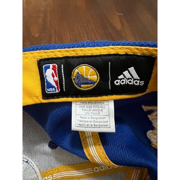 Adidas Golden State Warriors Flat Brim Blue Snapback Hat Cap NBA One Size Flat - Picture 6 of 7